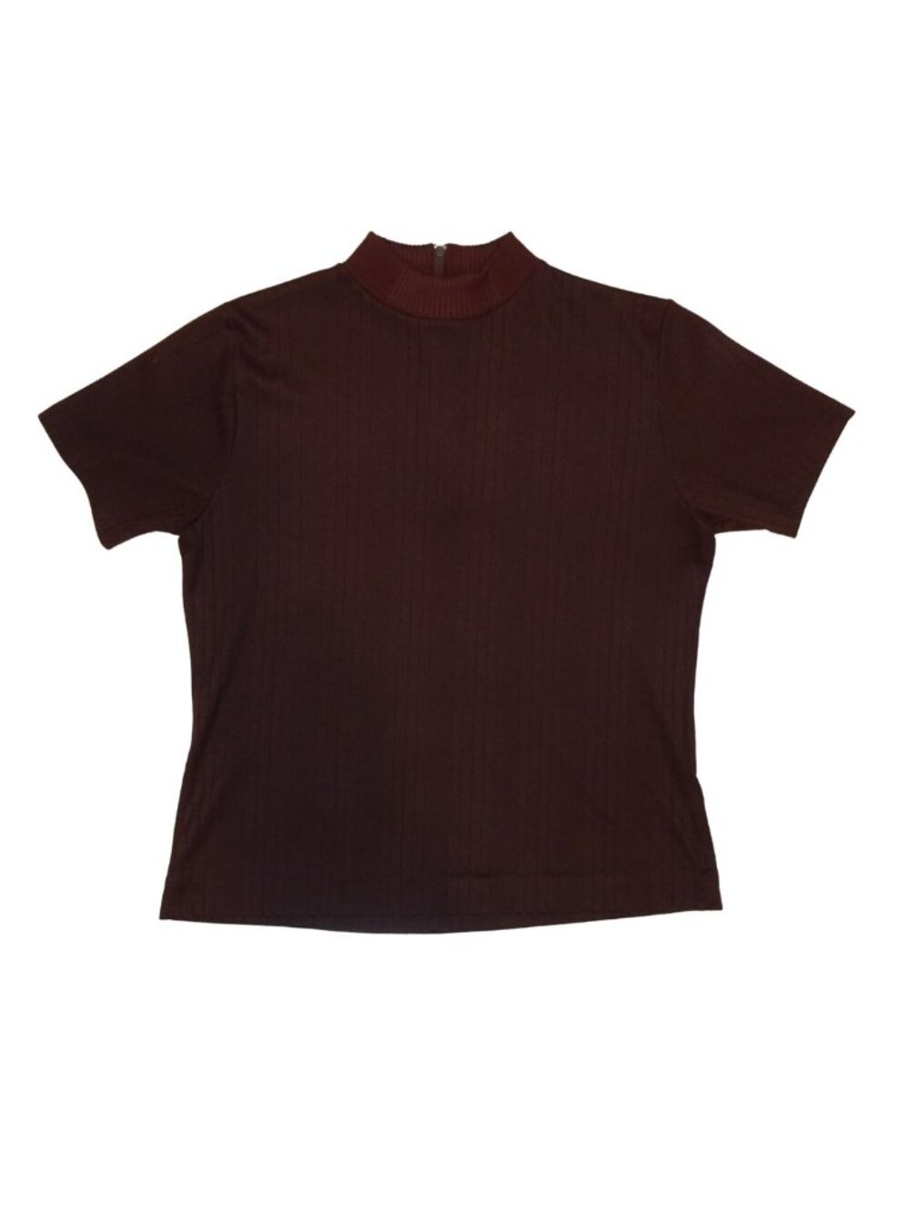 Vintage Mock-neck Brown Short sleeve Knit Top